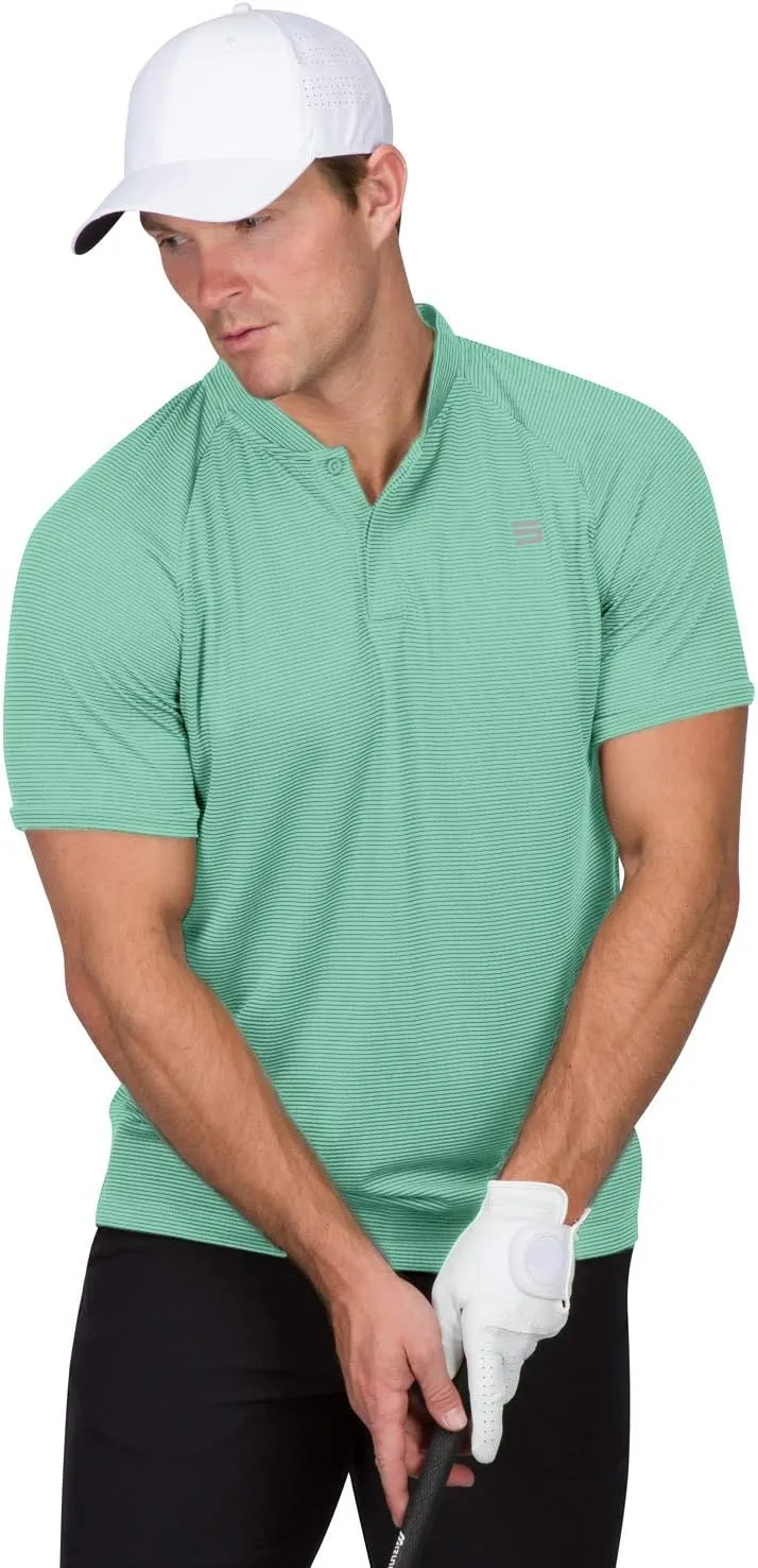 Three Sixty Six Collarless Golf Shirts for Men - Quick Dry Short Sleeve T-Shirt with 4-Way Stretch Fabric & UPF 30