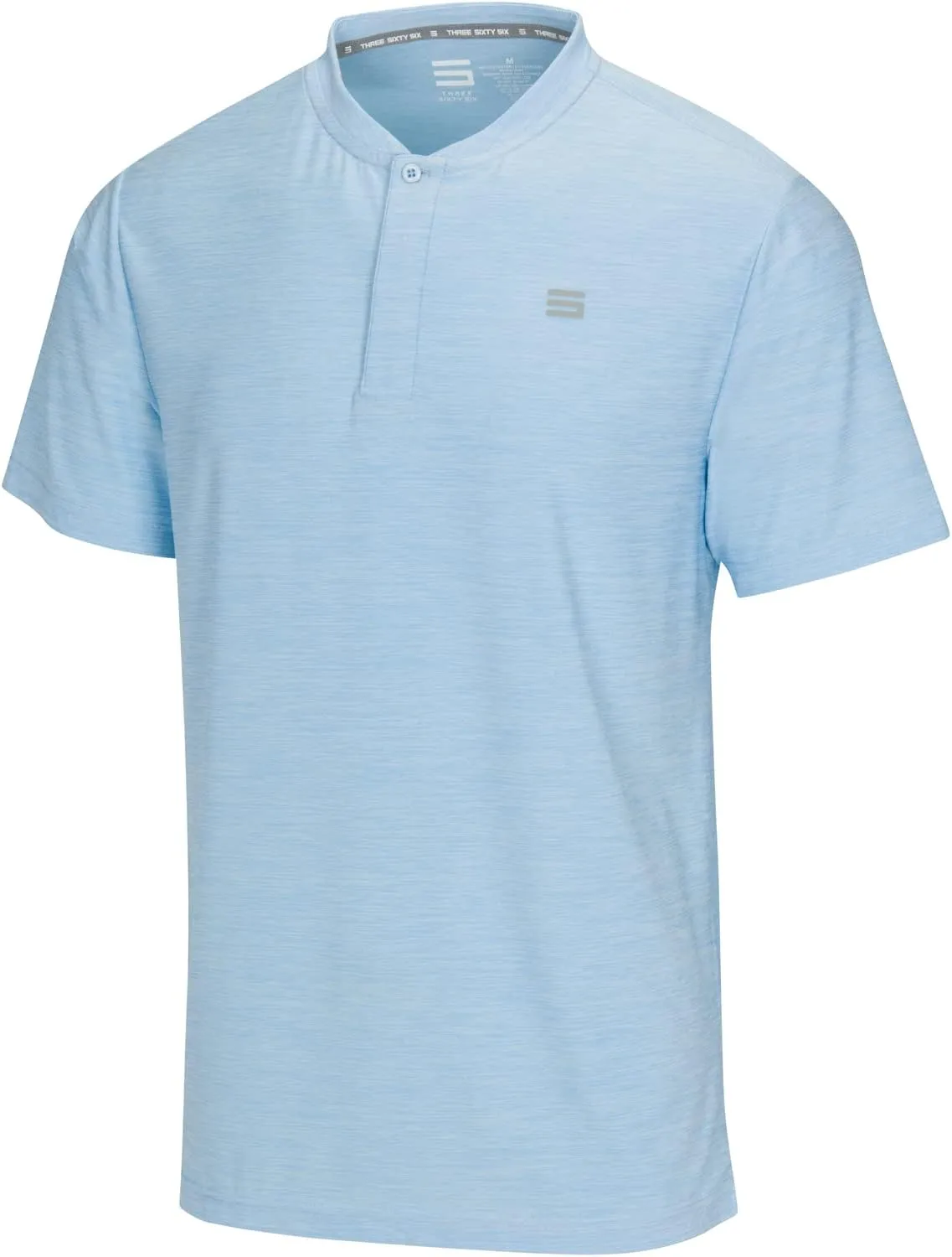 Three Sixty Six Collarless Golf Shirts for Men - Quick Dry Short Sleeve T-Shirt with 4-Way Stretch Fabric & UPF 30
