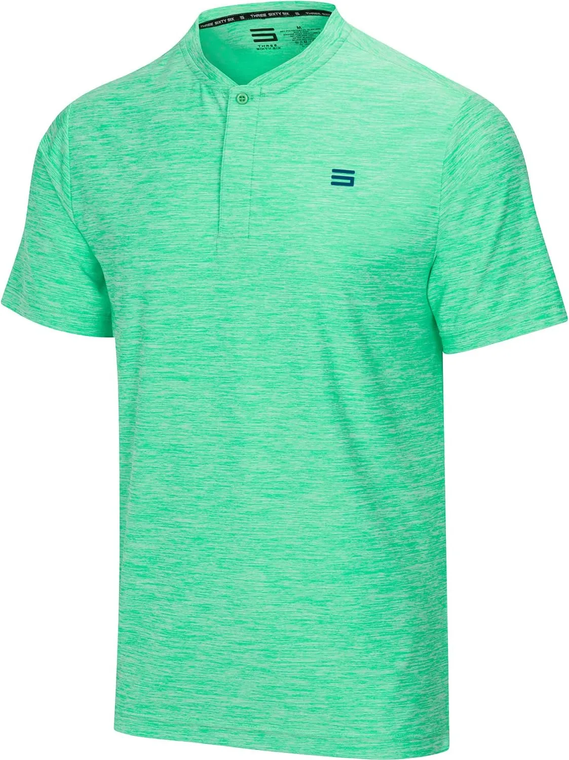 Three Sixty Six Collarless Golf Shirts for Men - Quick Dry Short Sleeve T-Shirt with 4-Way Stretch Fabric & UPF 30