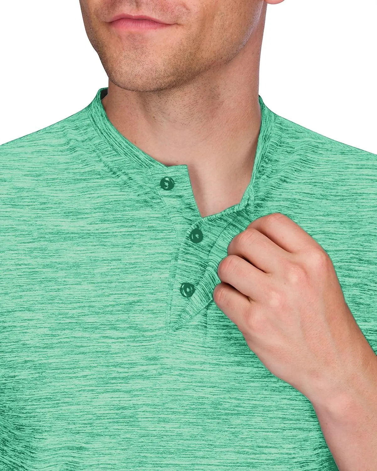 Three Sixty Six Collarless Golf Shirts for Men - Quick Dry Short Sleeve T-Shirt with 4-Way Stretch Fabric & UPF 30