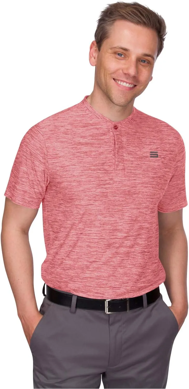Three Sixty Six Collarless Golf Shirts for Men - Quick Dry Short Sleeve T-Shirt with 4-Way Stretch Fabric & UPF 30
