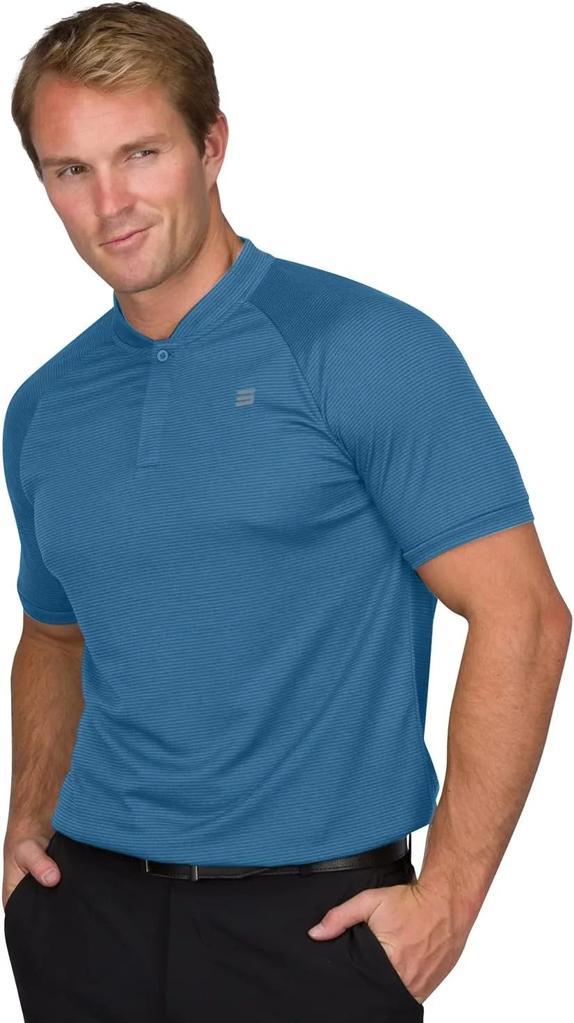 Three Sixty Six Collarless Golf Shirts for Men - Quick Dry Short Sleeve T-Shirt with 4-Way Stretch Fabric & UPF 30