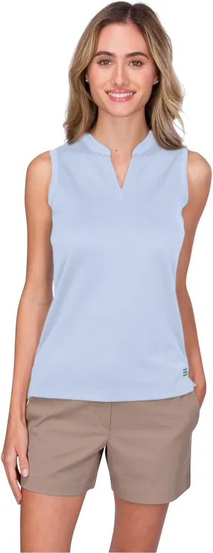 Three Sixty Six Womens Quick Dry Polo Shirt - Sleeveless and Collarless Golf Shirts w/ 4-Way Stretch Fabric and UV Protection