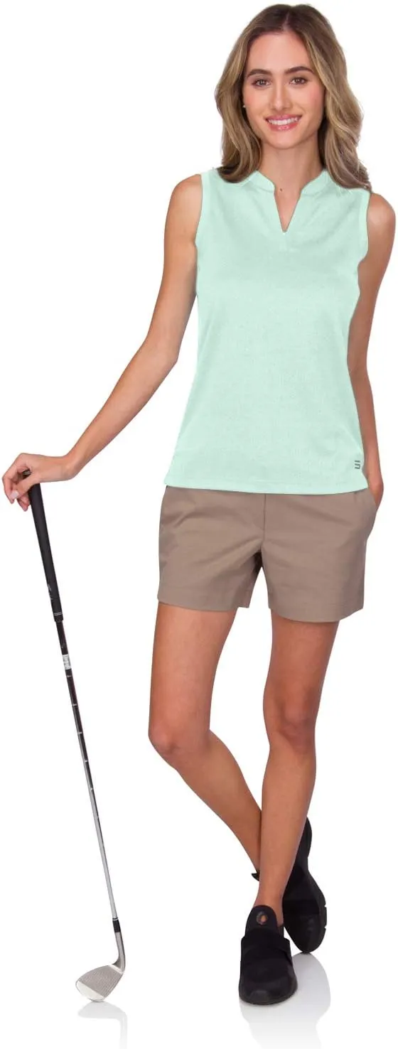 Three Sixty Six Womens Quick Dry Polo Shirt - Sleeveless and Collarless Golf Shirts w/ 4-Way Stretch Fabric and UV Protection