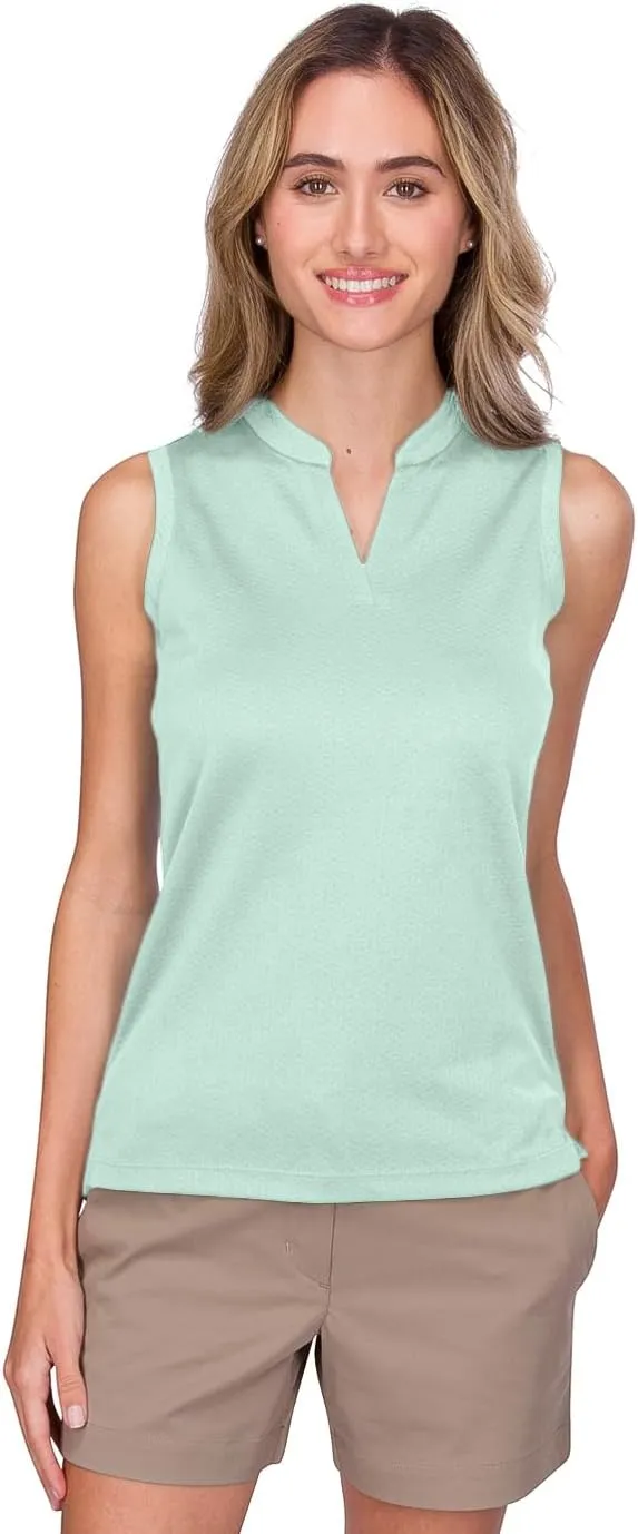 Three Sixty Six Womens Quick Dry Polo Shirt - Sleeveless and Collarless Golf Shirts w/ 4-Way Stretch Fabric and UV Protection