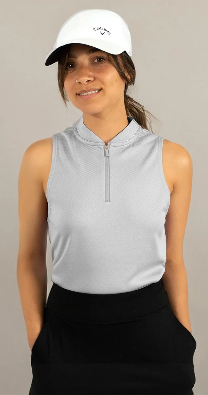 Three Sixty Six Womens Quick Dry Polo Shirt - Sleeveless and Collarless Golf Shirts w/ 4-Way Stretch Fabric and UV Protection
