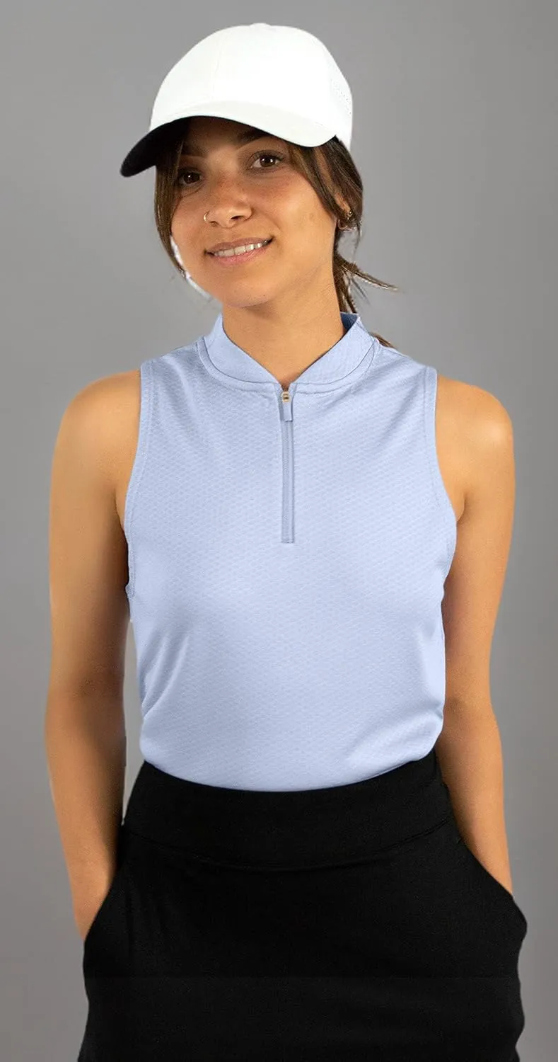 Three Sixty Six Womens Quick Dry Polo Shirt - Sleeveless and Collarless Golf Shirts w/ 4-Way Stretch Fabric and UV Protection