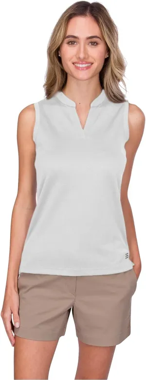 Three Sixty Six Womens Quick Dry Polo Shirt - Sleeveless and Collarless Golf Shirts w/ 4-Way Stretch Fabric and UV Protection