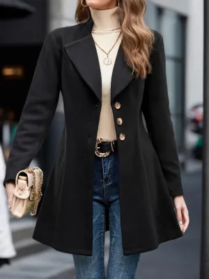 TIAFORD Women's Winter Long Wool Blend Coat Casual Single Breasted Notch Lapel Slim Fit Midi Pea Coats Trench Coat Jackets