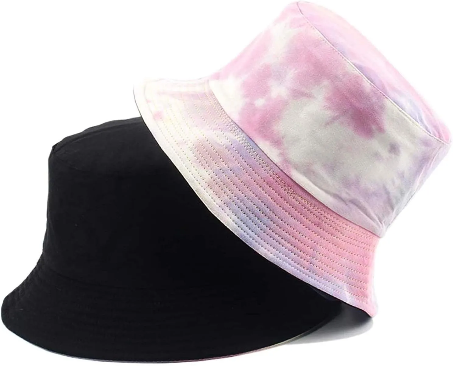 Tie Dye Bucket Hat Reversible Cotton Multicolored Fisherman Cap Packable Sun Hat