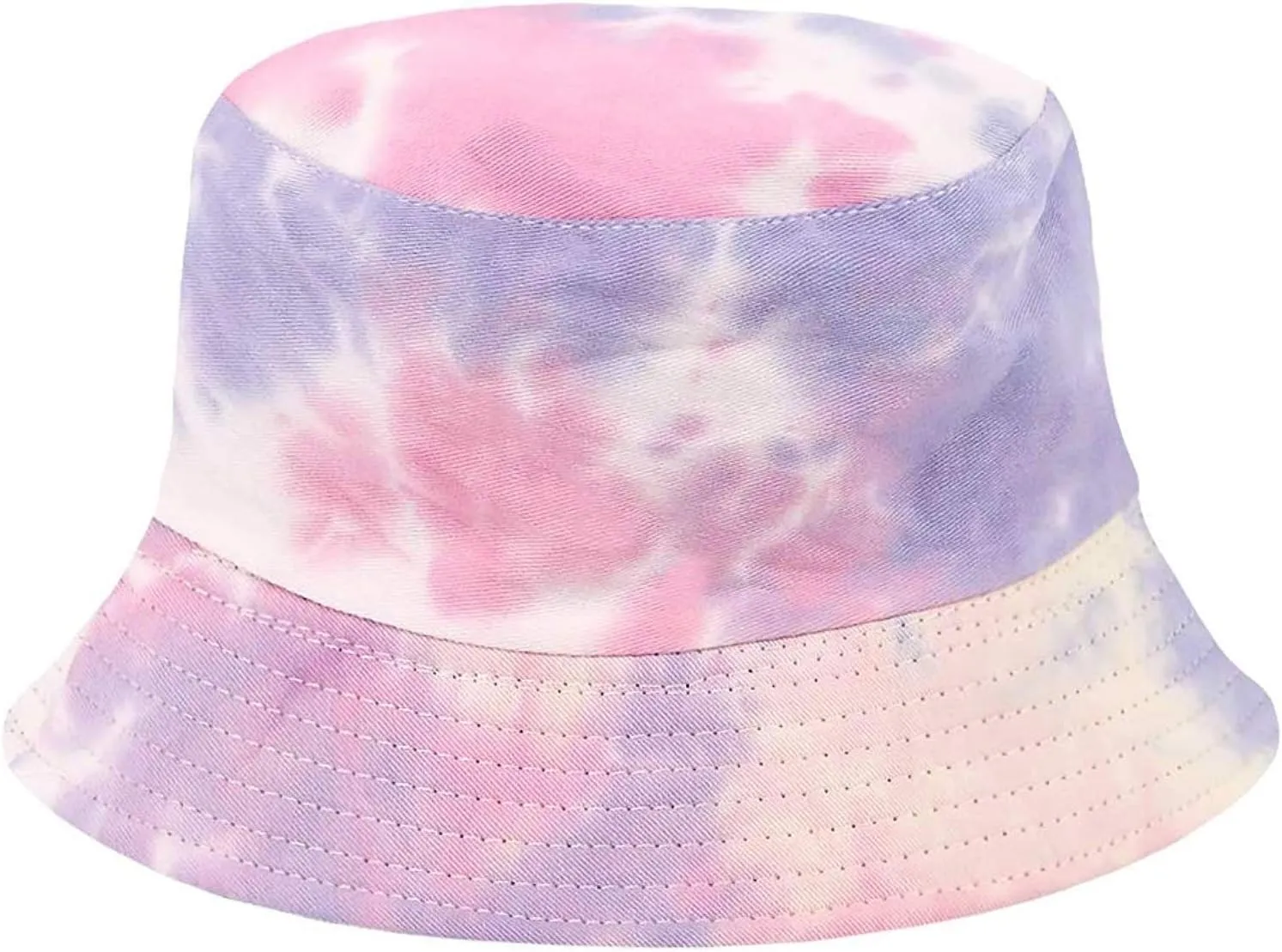 Tie Dye Bucket Hat Reversible Cotton Multicolored Fisherman Cap Packable Sun Hat