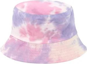 Tie Dye Bucket Hat Reversible Cotton Multicolored Fisherman Cap Packable Sun Hat