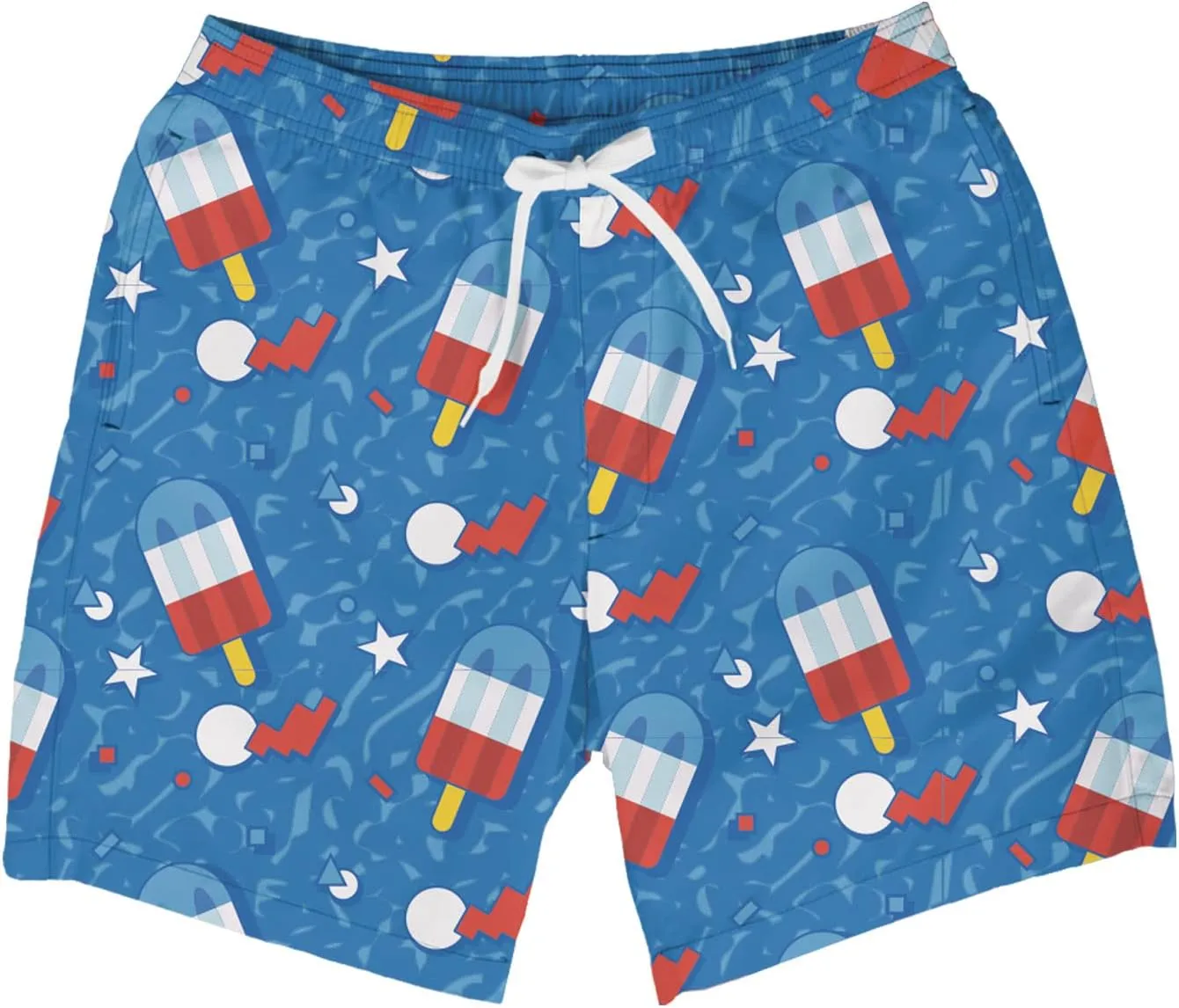 Tipsy Elves Men's USA Swimming Trunks 7'' Inseam 4 Way Stretch Fabric w/Mesh Liner Swim Trunks for Men Bathing Suit