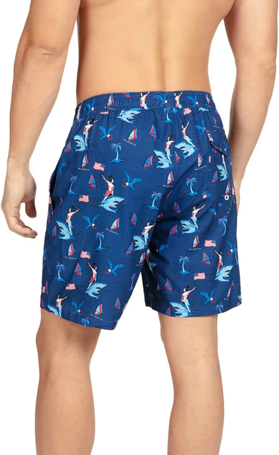 Tipsy Elves Men's USA Swimming Trunks 7'' Inseam 4 Way Stretch Fabric w/Mesh Liner Swim Trunks for Men Bathing Suit