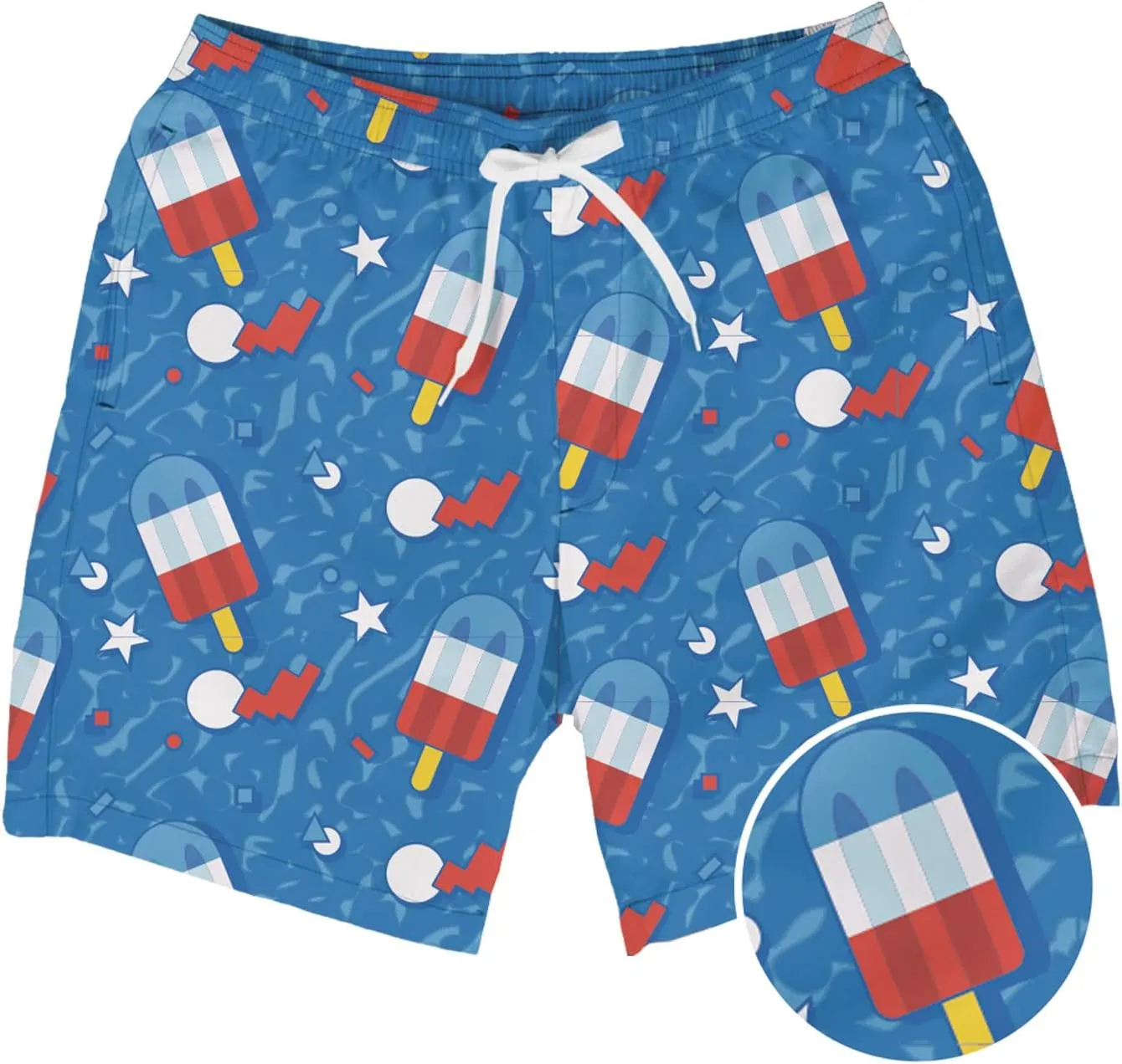 Tipsy Elves Men's USA Swimming Trunks 7'' Inseam 4 Way Stretch Fabric w/Mesh Liner Swim Trunks for Men Bathing Suit