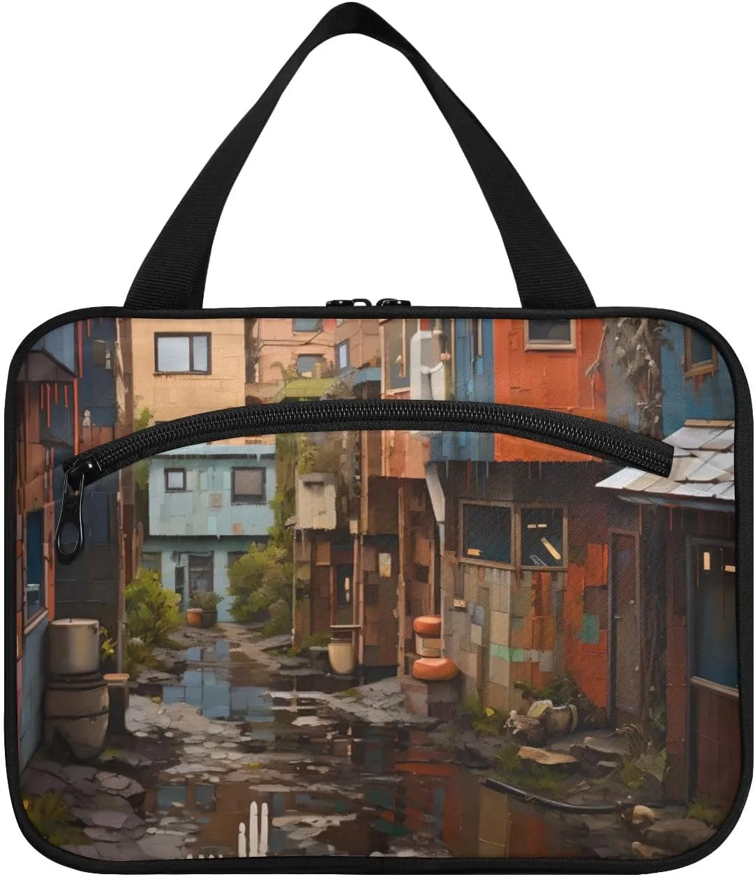 Toiletry Bag City Alley in The Rain Hanging Makeup Organizer Water Resistant Cosmetic Bag