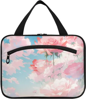 Toiletry Bag Pink Rose under The Cloud Hanging Makeup Organizer Water Resistant Cosmetic Bag