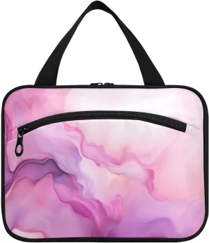 Toiletry Bag Purple and Pink Marble Pattern Hanging Makeup Organizer Water Resistant Cosmetic Bag