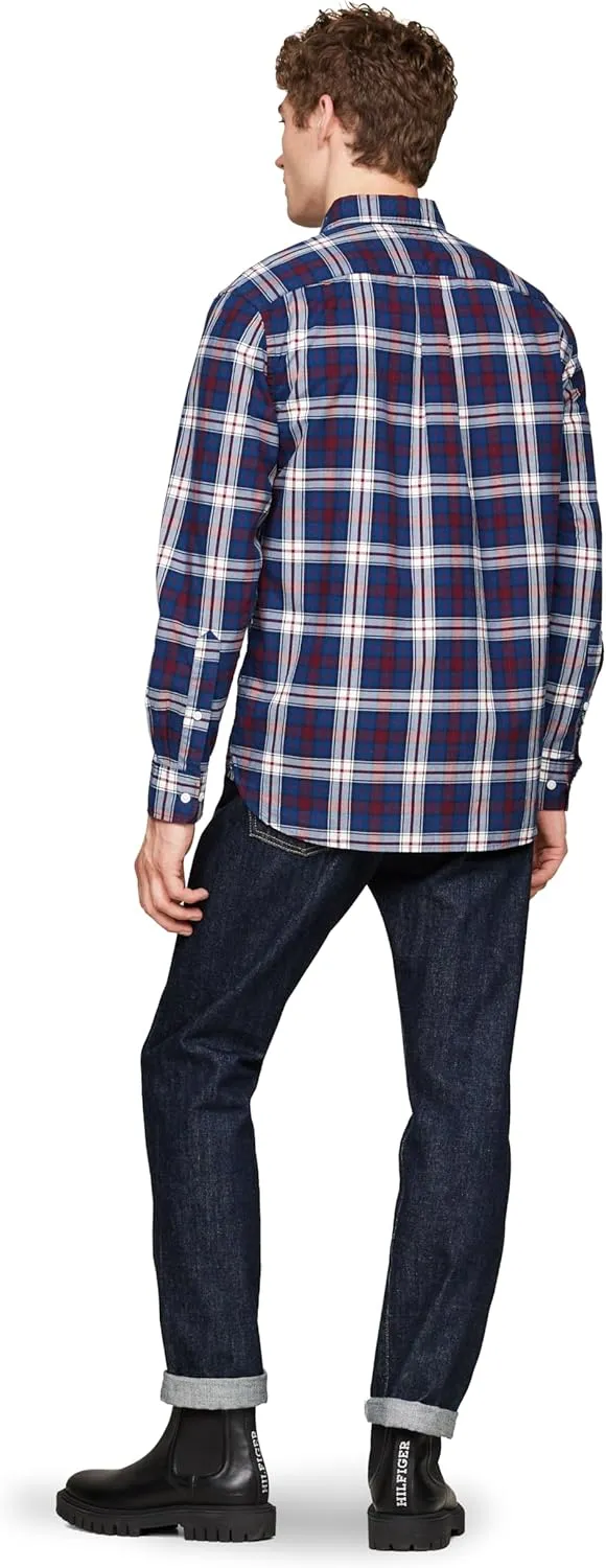 Tommy Hilfiger Long Sleeve Poplin Regular Fit, Men's Button Down Shirts, Also Available in Big and Tall