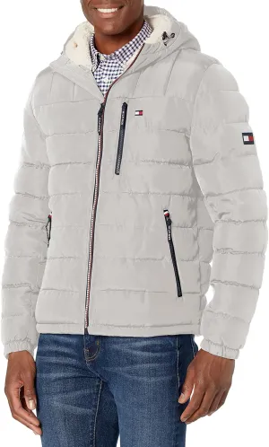 Tommy Hilfiger Men's Midweight Sherpa Lined Hooded Water Resistant Puffer Jacket