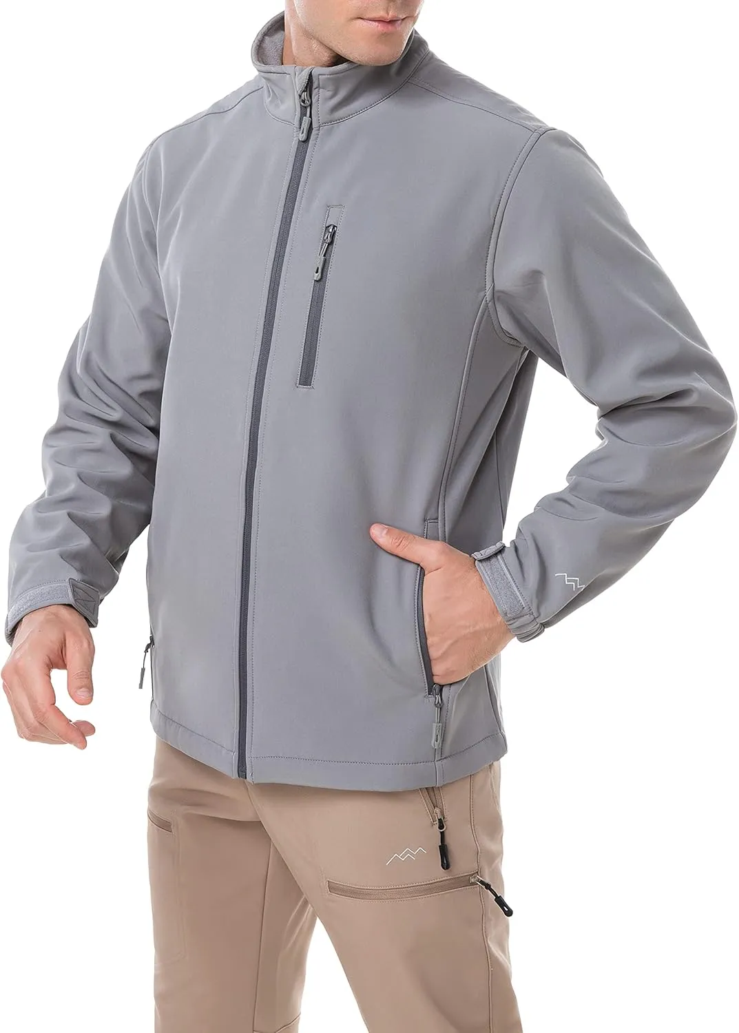 TRAILSIDE SUPPLY CO. Men's Softshell Jacket Fleece Lined Windbreaker,Lightweight Water Resistant Winter Coat