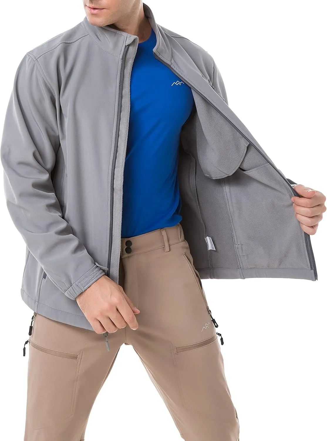 TRAILSIDE SUPPLY CO. Men's Softshell Jacket Fleece Lined Windbreaker,Lightweight Water Resistant Winter Coat