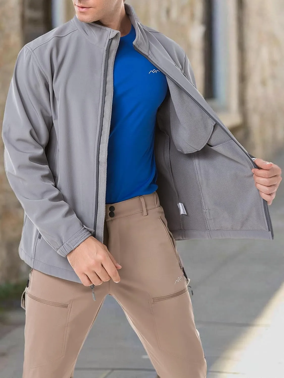 TRAILSIDE SUPPLY CO. Men's Softshell Jacket Fleece Lined Windbreaker,Lightweight Water Resistant Winter Coat