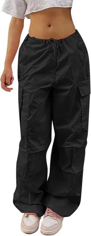Travel Streetwear Baggy Stretchy Pants Clothes Black Pants High Waist Zipper Slim Drawstring Quick Dry Hiking Pants