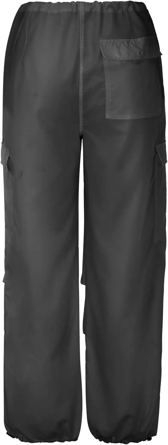 Travel Streetwear Baggy Stretchy Pants Clothes Black Pants High Waist Zipper Slim Drawstring Quick Dry Hiking Pants