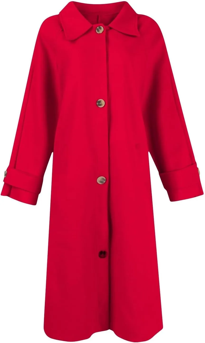 Trench Coat for Women Winter Lapel Collar Double Breasted Pea Coats Wool Blend Warm Windproof Overcoat Long Jacket