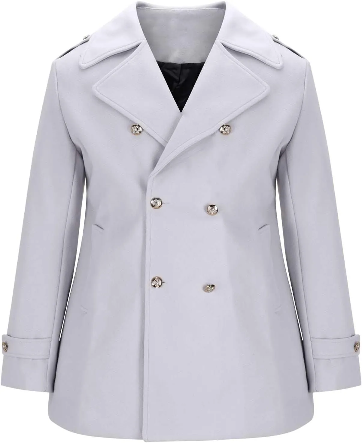 Trench Coat Men Mid Length Wool Coat Double Breasted Peacoat Lapel Open Front Cardigan Winter Outwear with Pockets