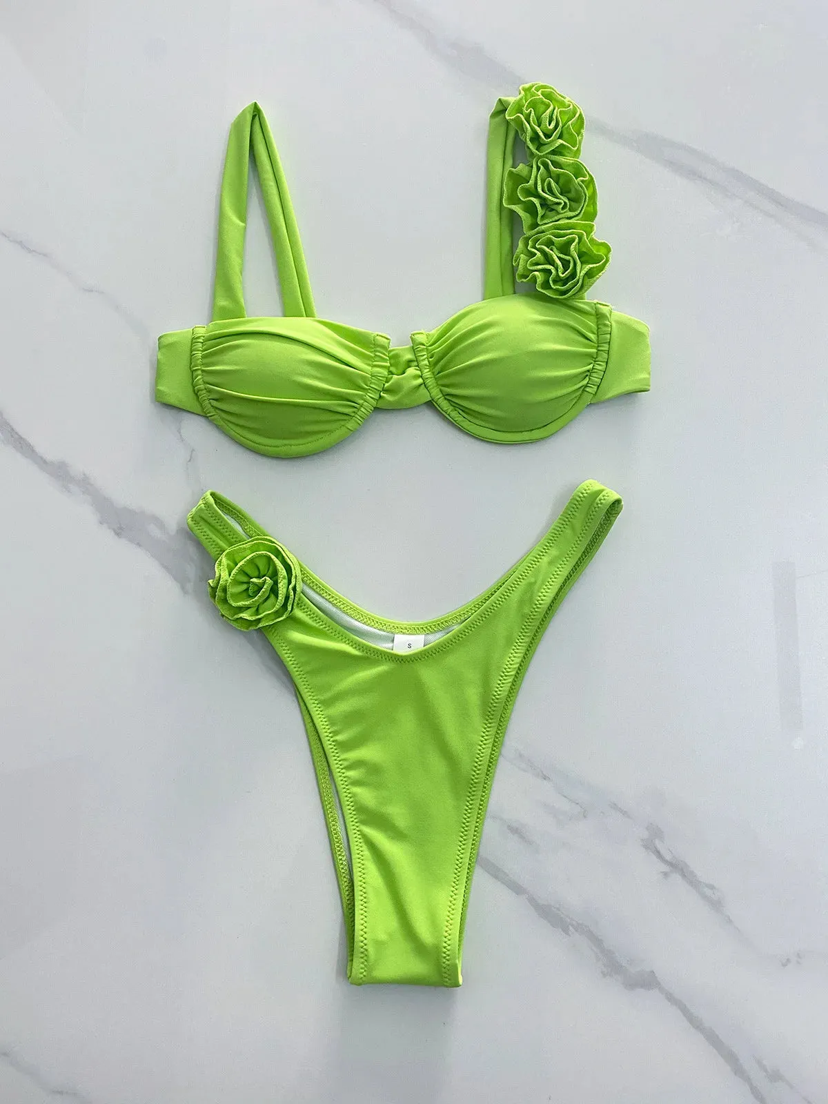Trend4us Women's Elegant Rose Embellished Bikini Set