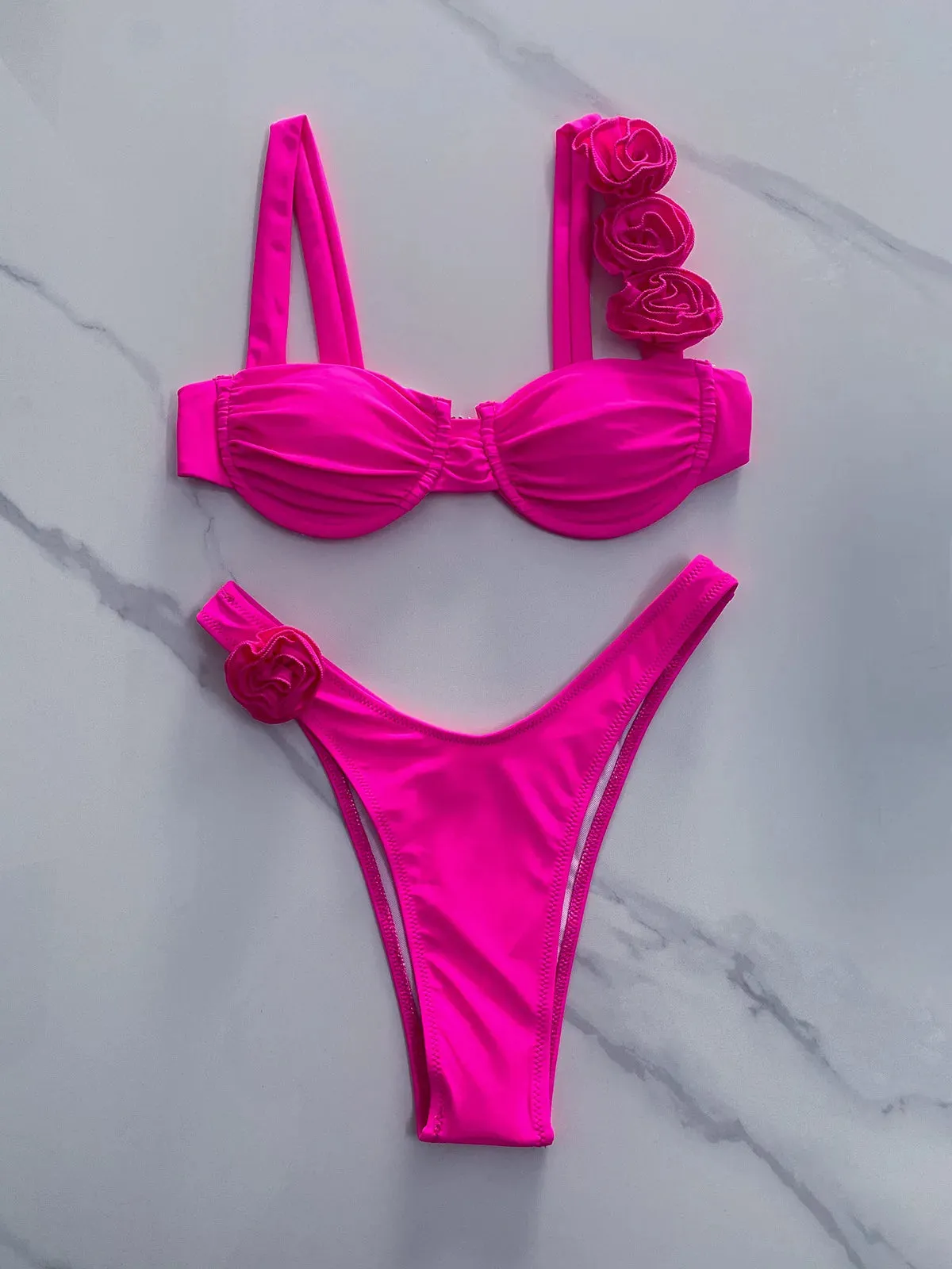 Trend4us Women's Elegant Rose Embellished Bikini Set