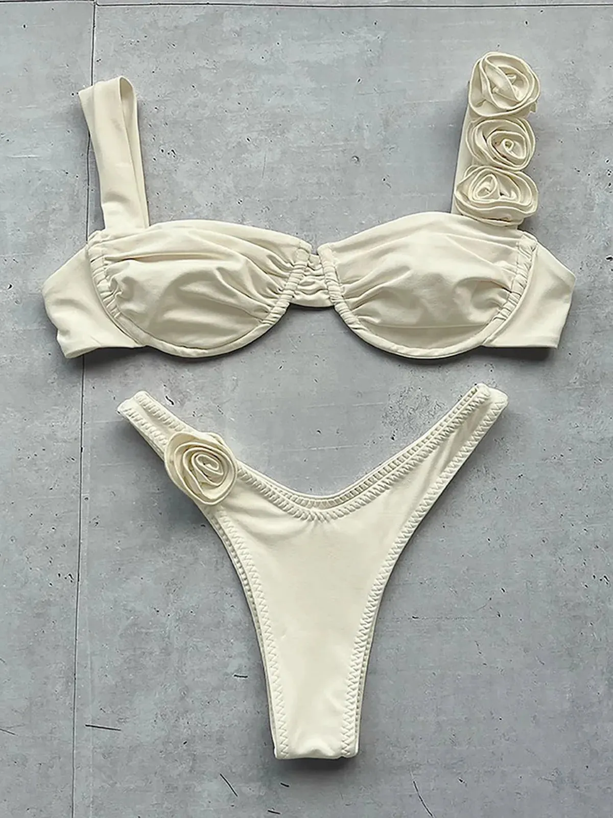 Trend4us Women's Elegant Rose Embellished Bikini Set