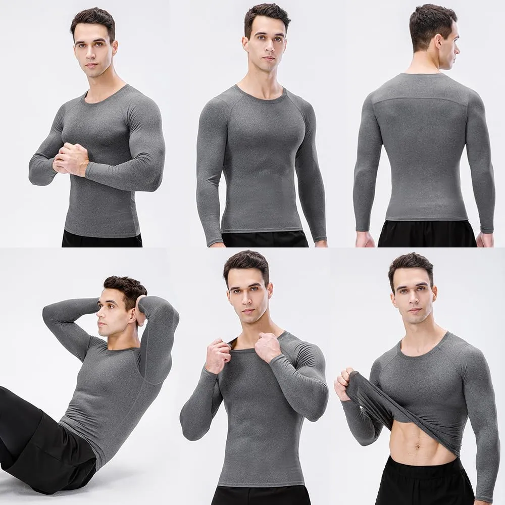 Tshirt 3pcs Men's Athletic Long Sleeve Compression Shirts Quick Dry Workout Tshirt Running