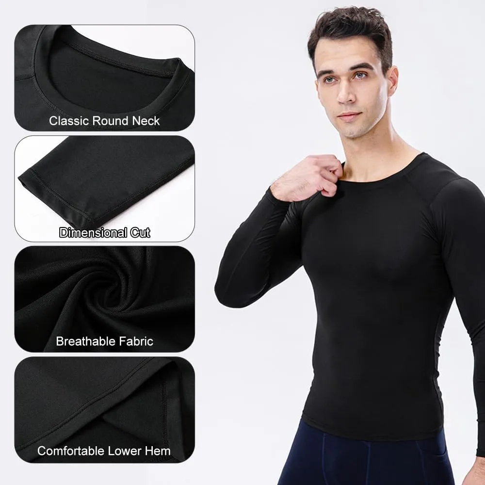 Tshirt 3pcs Men's Athletic Long Sleeve Compression Shirts Quick Dry Workout Tshirt Running