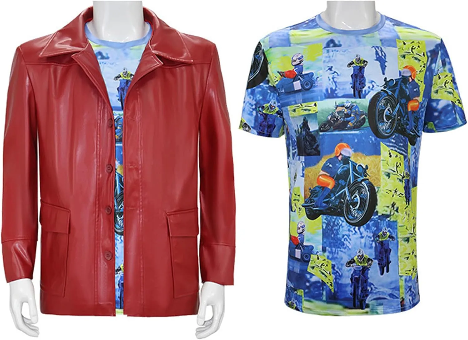Tyler Durden Jacket Mens Faux Leather Coat with Sunglasses Halloween Halloween Fight Club Costume
