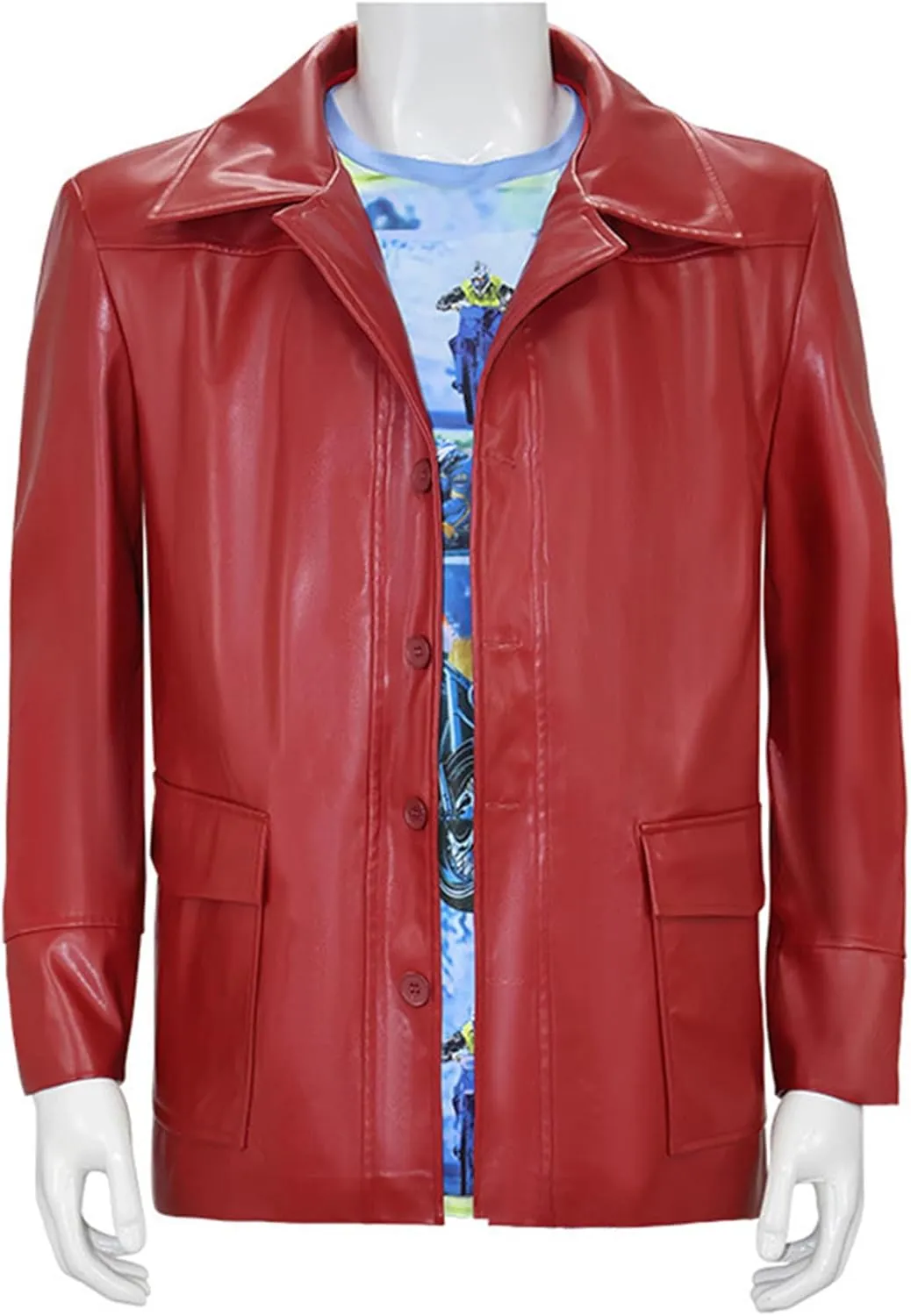 Tyler Durden Jacket Mens Faux Leather Coat with Sunglasses Halloween Halloween Fight Club Costume