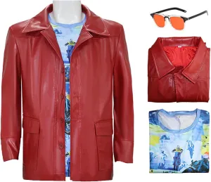 Tyler Durden Jacket Mens Faux Leather Coat with Sunglasses Halloween Halloween Fight Club Costume