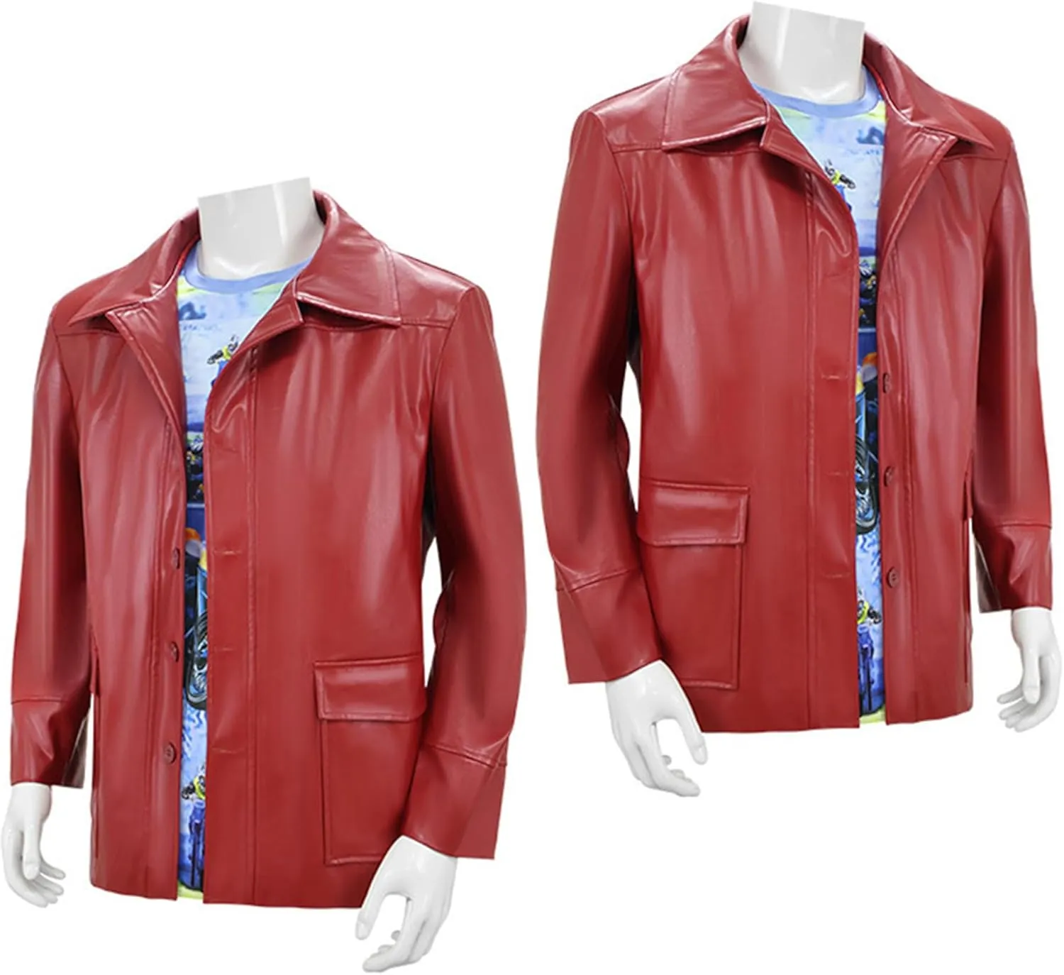 Tyler Durden Jacket Mens Faux Leather Coat with Sunglasses Halloween Halloween Fight Club Costume
