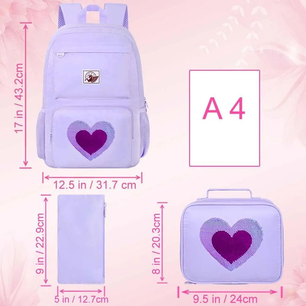 UFNDC Backpacks for Girls, 17" Water Resistant Aesthetic School Bag, Kids Bookbag for Teenagers