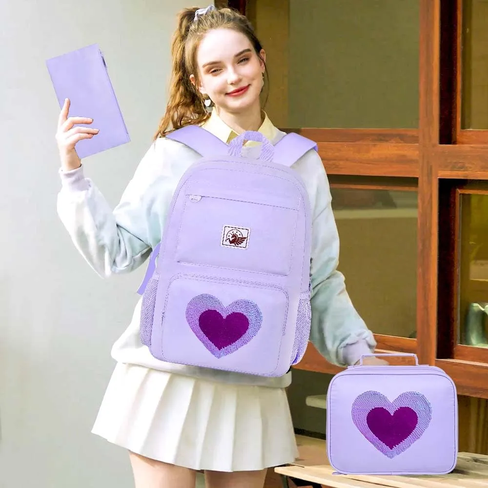 UFNDC Backpacks for Girls, 17" Water Resistant Aesthetic School Bag, Kids Bookbag for Teenagers