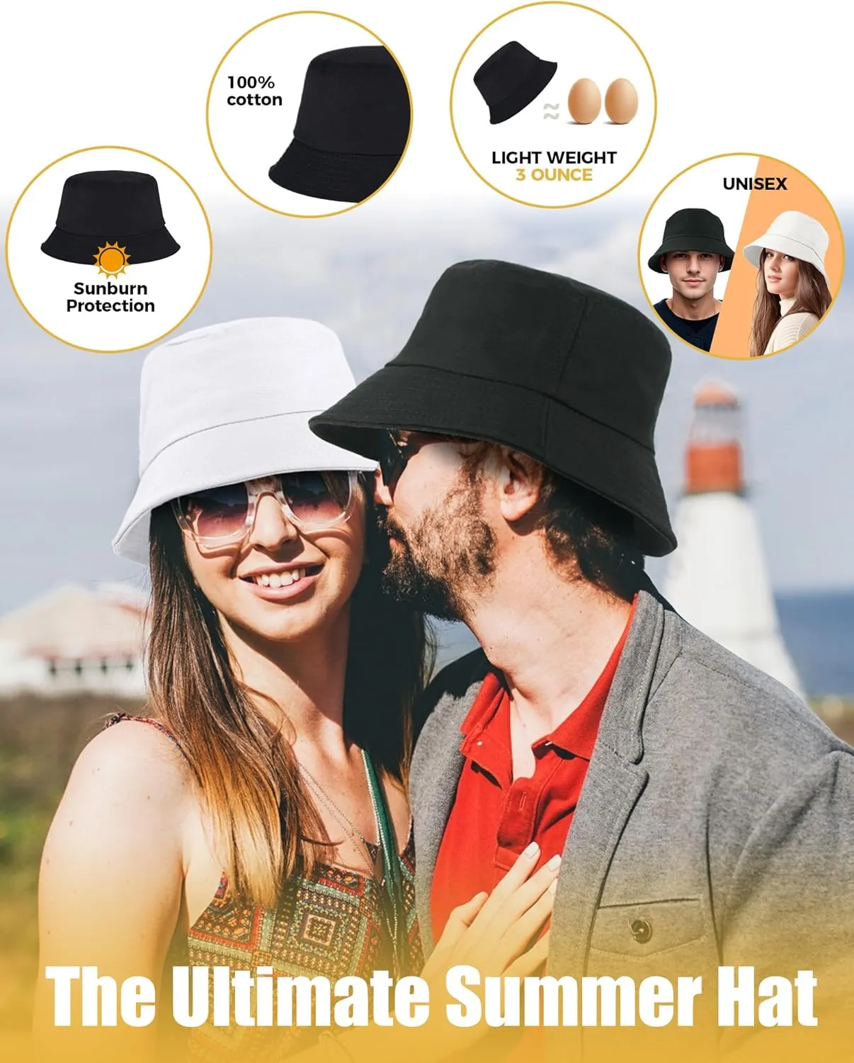 Unisex Bucket Hat for Women Men Cotton Summer Sun Beach Hat, Denim Packable Fisherman Caps for Casual, Trips, Sports