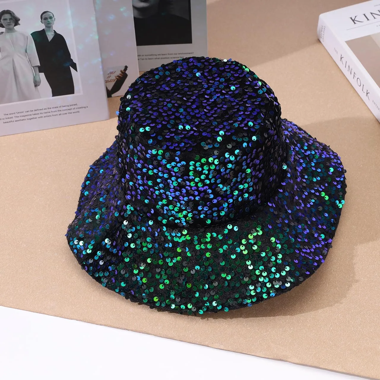 Unisex Metallic Bucket Hat Waterproof Holographic Bucket Hat Fishing Hat Trendy Hip Pop Sun Cap