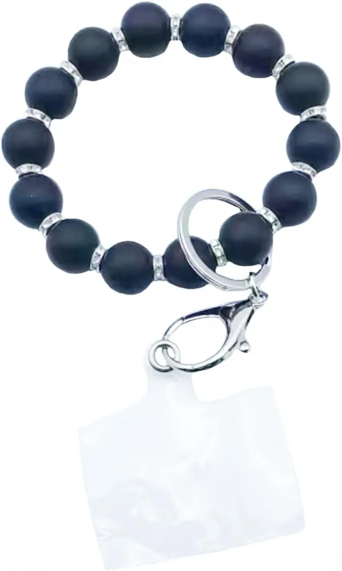 Unpafcxddyig Phone Wrist Strap Wristlet Bracelet Keychain Silicone Beads with Cell Phone Patchs for Women