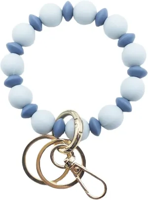 Unpafcxddyig Women Wristlet Bracelet Keychain Silicone Beads Elastic Portable Bangle Key Chain Clip for Car Key Holder