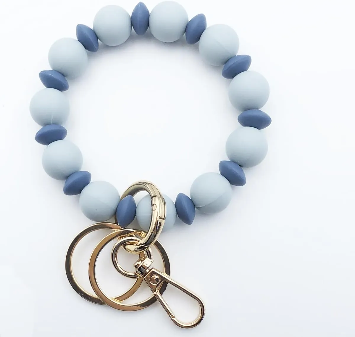 Unpafcxddyig Women Wristlet Bracelet Keychain Silicone Beads Elastic Portable Bangle Key Chain Clip for Car Key Holder