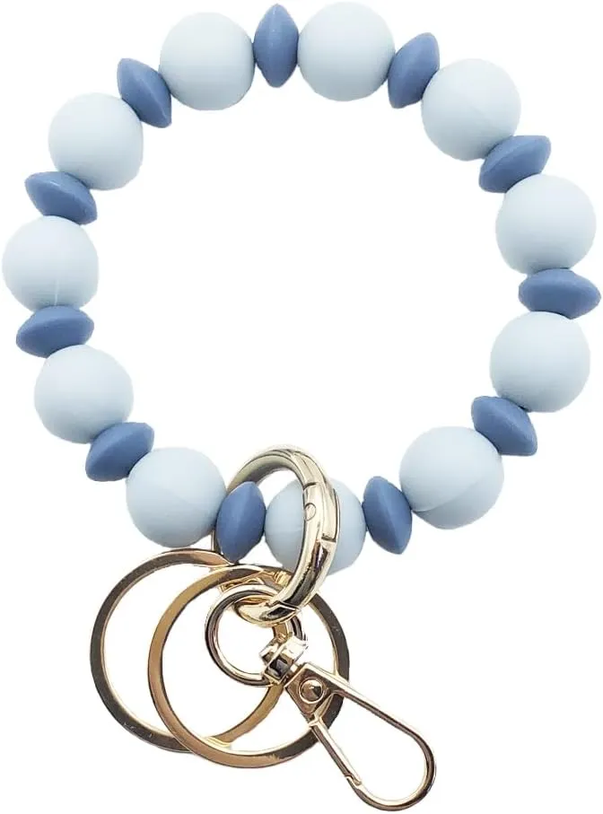 Unpafcxddyig Women Wristlet Bracelet Keychain Silicone Beads Elastic Portable Bangle Key Chain Clip for Car Key Holder