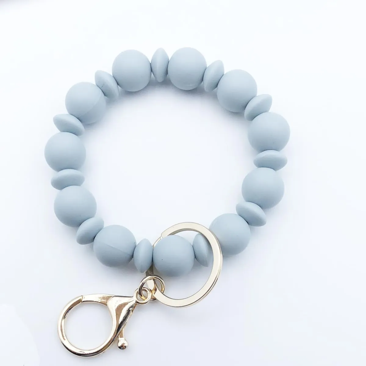 Unpafcxddyig Wristlet Bracelet Keychain Silicone Bead Elastic Bangle Key Chain Holder Clip for Women