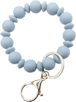 Unpafcxddyig Wristlet Bracelet Keychain Silicone Bead Elastic Bangle Key Chain Holder Clip for Women